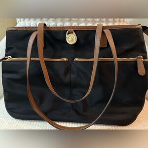 Michael Kors Black Tote with Brown Straps